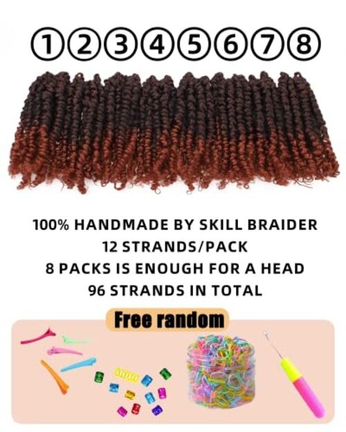 6 Inches 8 Packs Super Short Passion Twist Crochet 6 Inch (Pack of 8) T1B/350