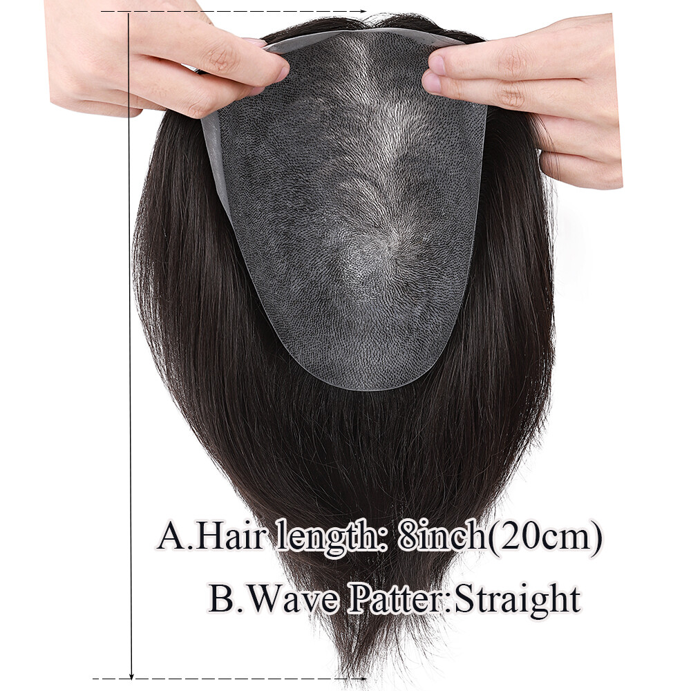 Indian 6MM Afro Curl Mens Toupee Replacement System Wigs Thin Skin PU Human Hair