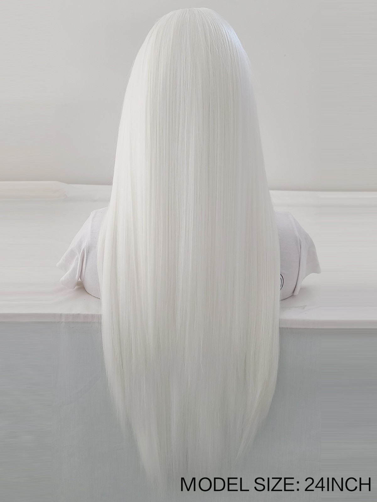 Long Straight White Lace Front Synthetic Hair Heat Ok Wigs Women Soft
