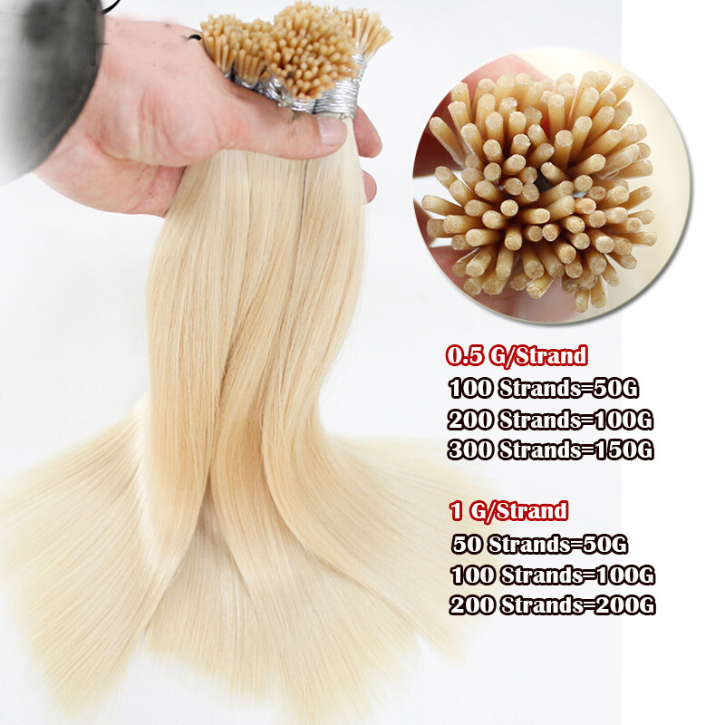 THICK 1g/s Keratin Stick I-Tip Fusion Remy Human Hair Extensions Double Drawn US