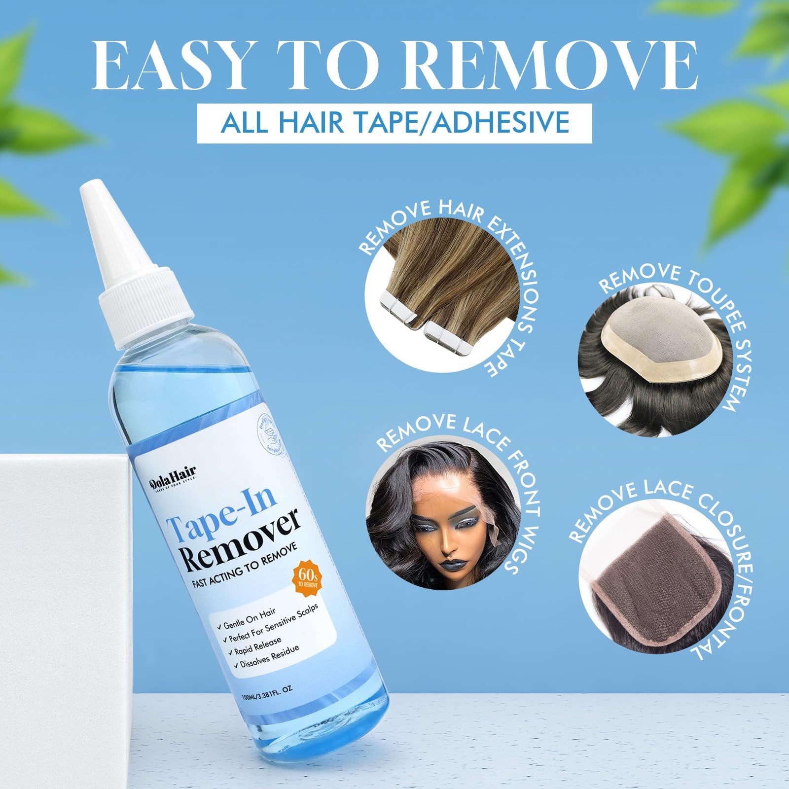 Dolahair Tape in Extension Remover Spray Lace Glue Wig Clear