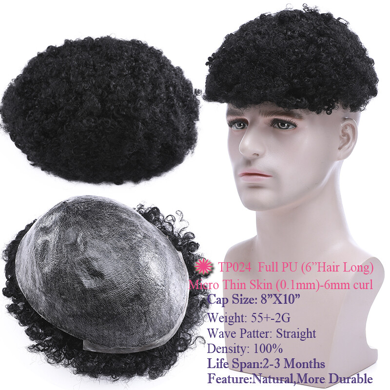 Mens Natural 100% Remy Human Hair Topper Toupee Hairpiece Super Thin Toupee Wigs