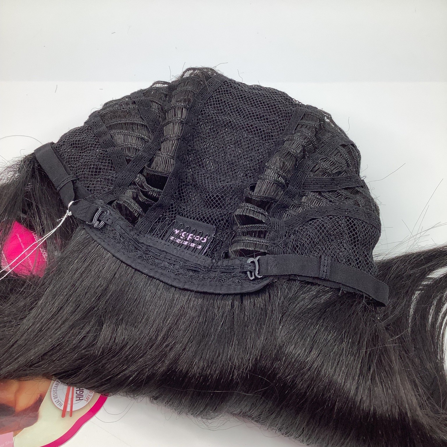 Outre wigpop Grecia Synthetic Full Wig 1B Off Black Straight Bob Bangs