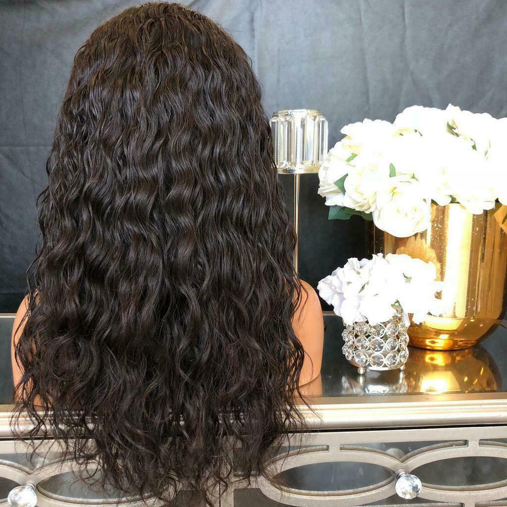 Women’s Lady 23″ Curly Wavy Long Synthetic Hair Wigs Costume Dark Black Wig
