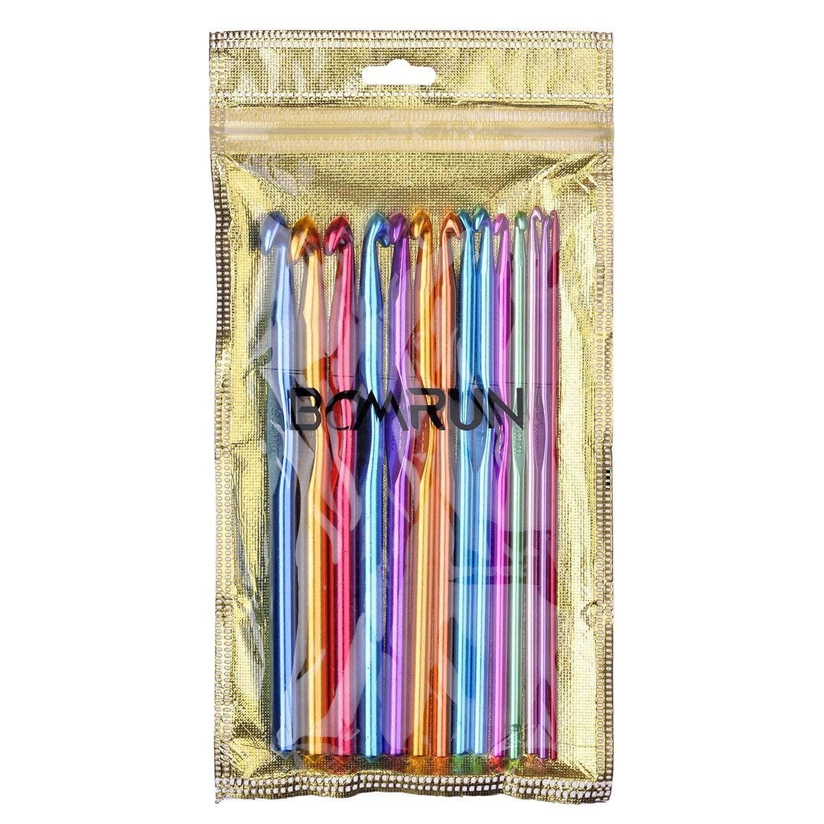 BCMRUN 14 pcs Multicolor Aluminum Crochet [‘Multi color (random color)’]