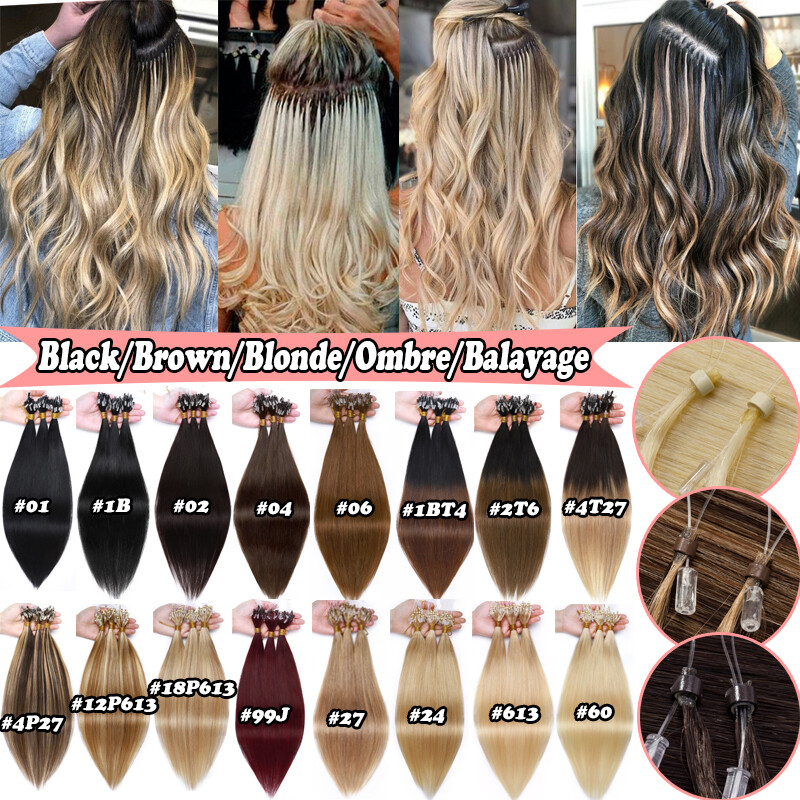 100g Russian 16″-24″ Remy Human Hair Extensions Micro Loop Beads Ring Tip THICK