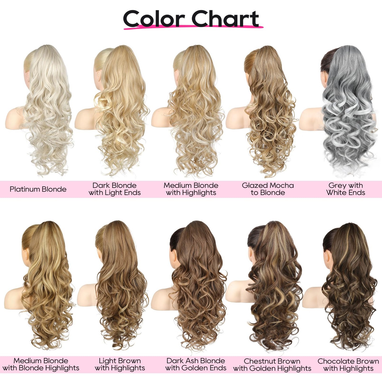 Ponytail Extension, 24″ Claw Clip in Long Curly Wavy Ponytail Hair Extension …