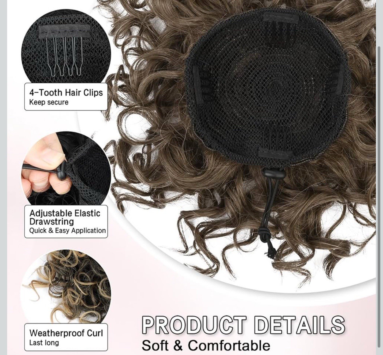 Lommel 70g Messy Bun Hair Extension – Curly Synthetic (Black Blonde)