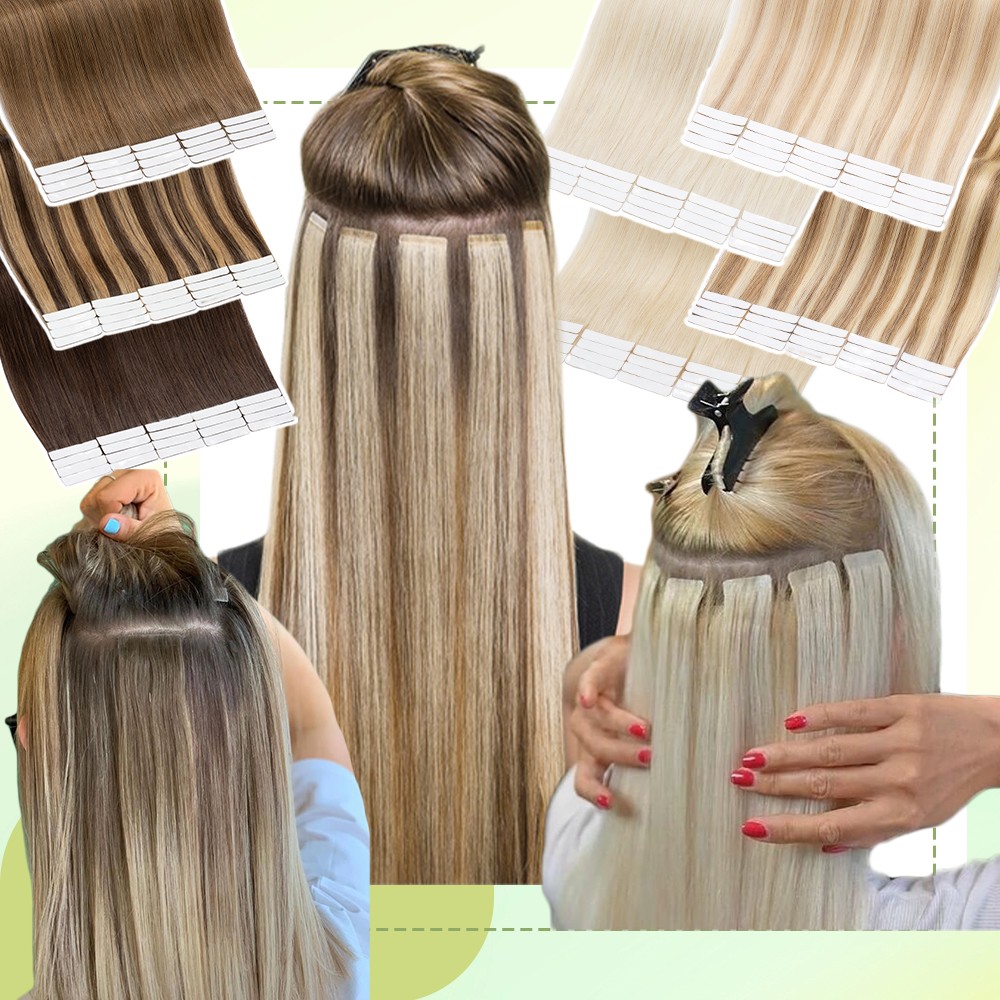 Tape in Russian Remy 100% Human Hair Extensions Invisible Skin Weft 14-24 Inch