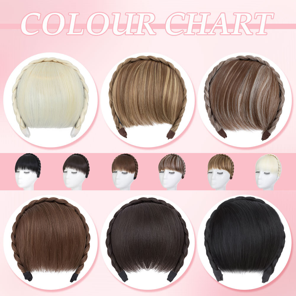 Headband with Bangs Hair Fringe Braid Hairband Chunky Hairpiece Christmas Gift