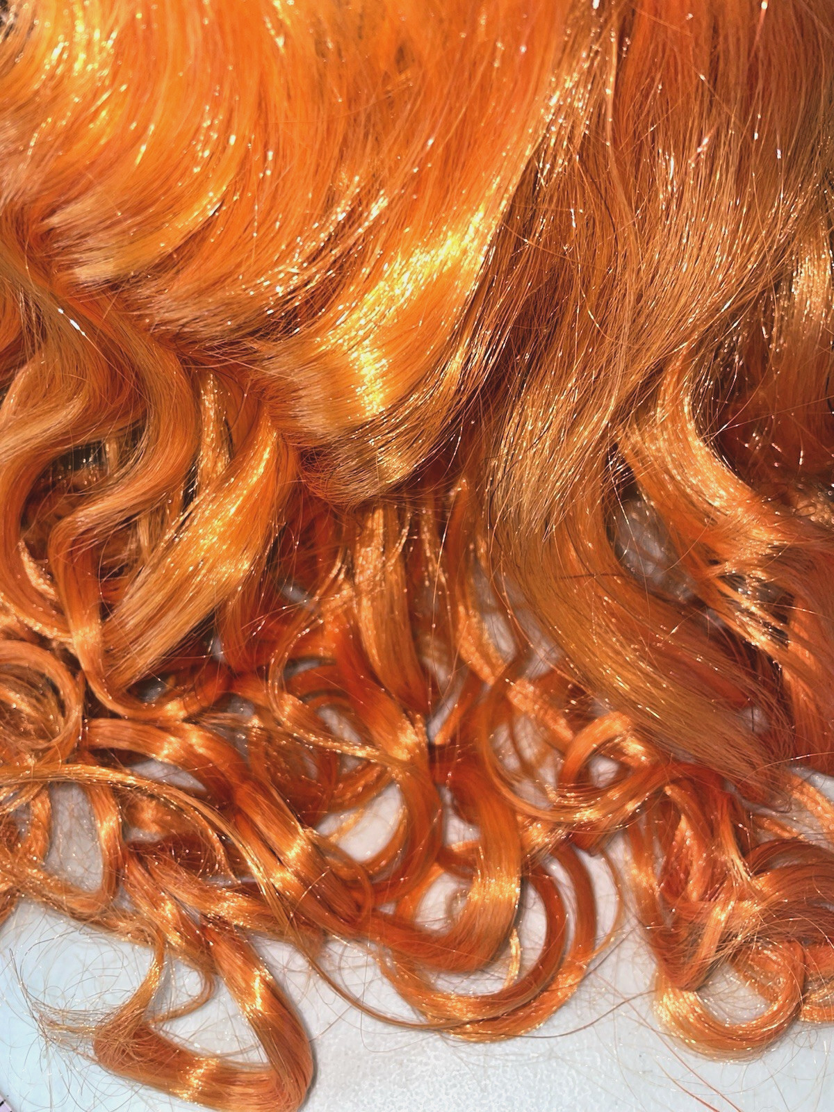 NEW Orange Cosplay Costume Long Full Hair Wavy Curly Wig Women Girls Adult 22″