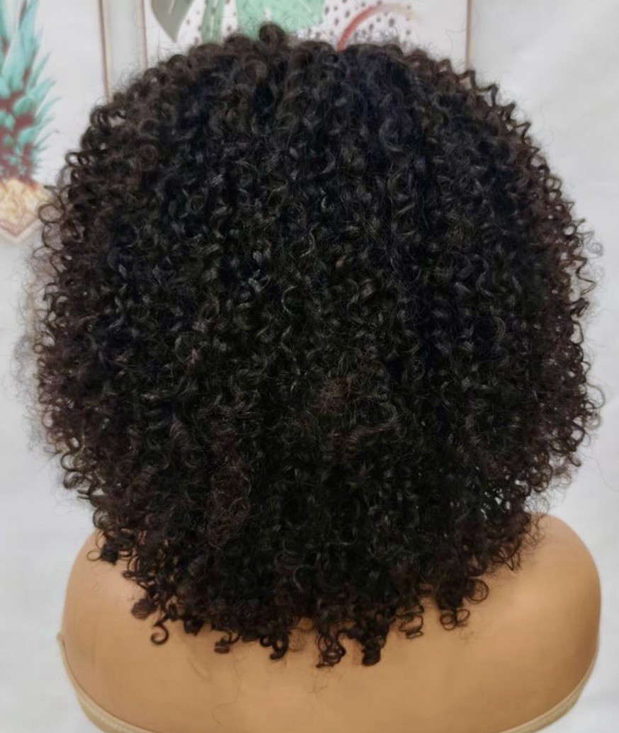 18in stretched – 4×4 Transparent Lace Closure Wig/Finger Coiled Curly