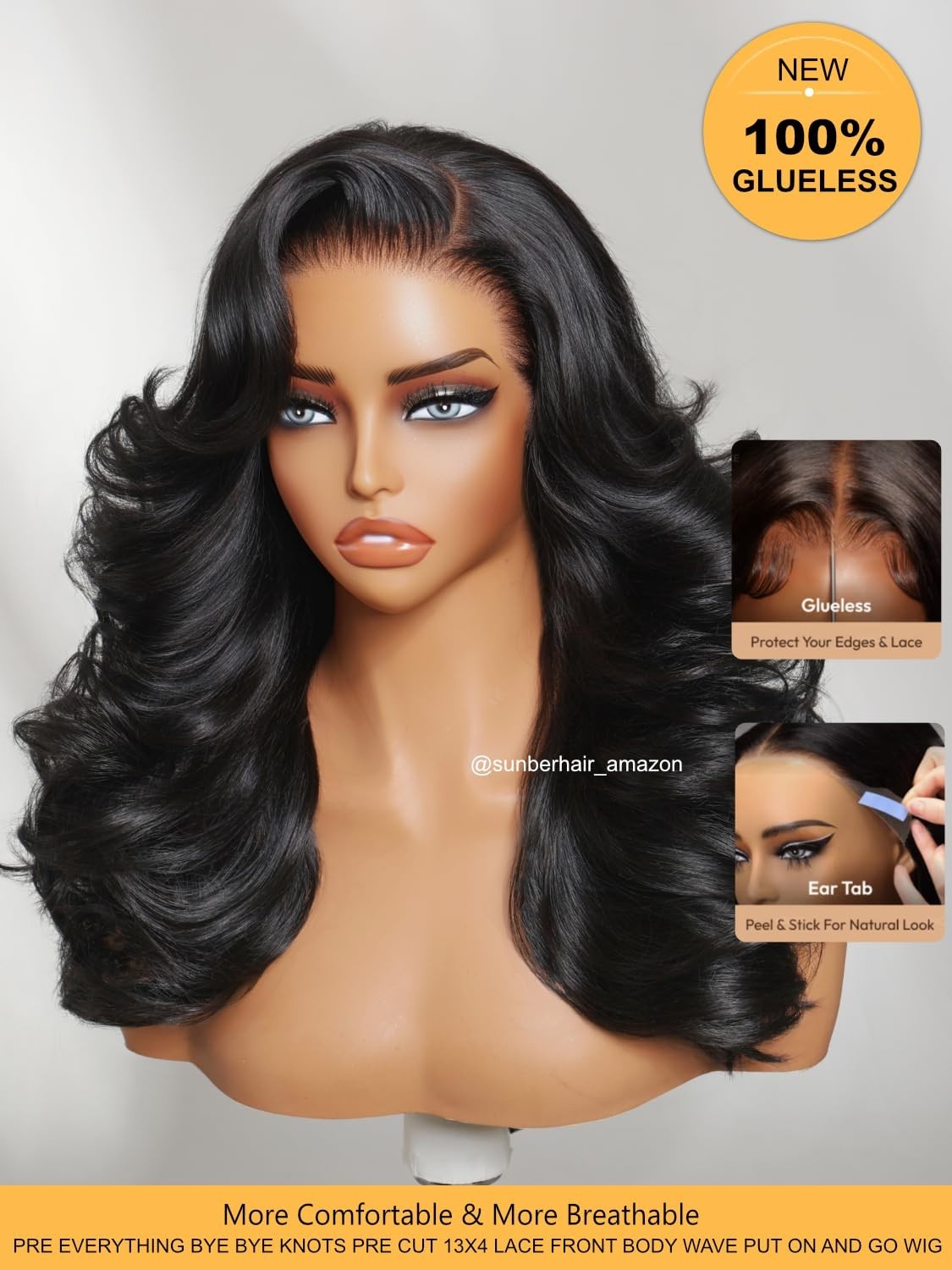 200% Density Body Wave Lace Front Wig – 20″ Feathered Layer, Glueless, Pre-Pluck