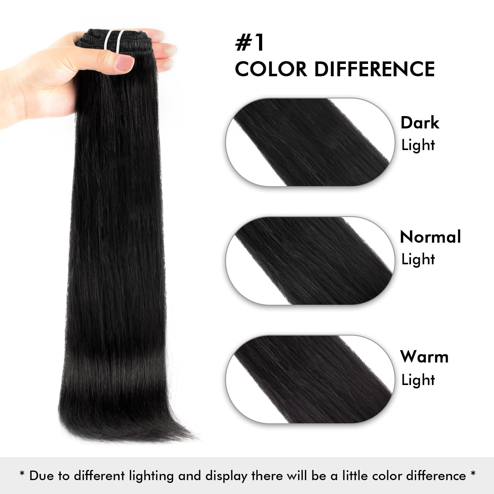 Lovrio 140G 22 Inch 9A Grade Clip In Human Hair Extensions Jet Black Double
