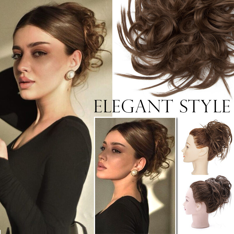 X-LARGE THICK Messy Bun Hair Piece Scrunchie Curly Wrap Hair Extensions as Human