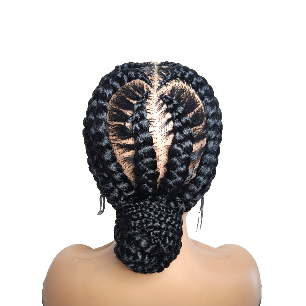 Black Bun Wig. Brush Braided Wig. Full Lace with Baby Hair.