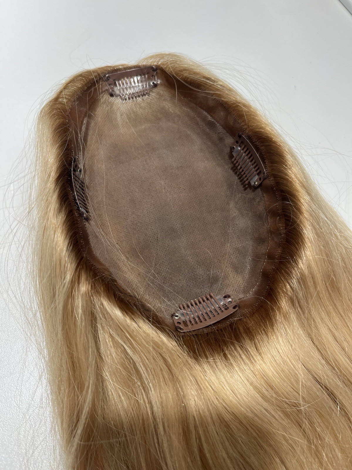 HaloCouture Fall Topper Rooted Color 1424 Medium Warm Blonde w/ Blonde Highlight