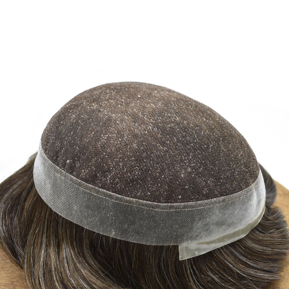 USMens Toupee French Lace Hairpiece Poly Pu Skin Around Hair System(Customized)