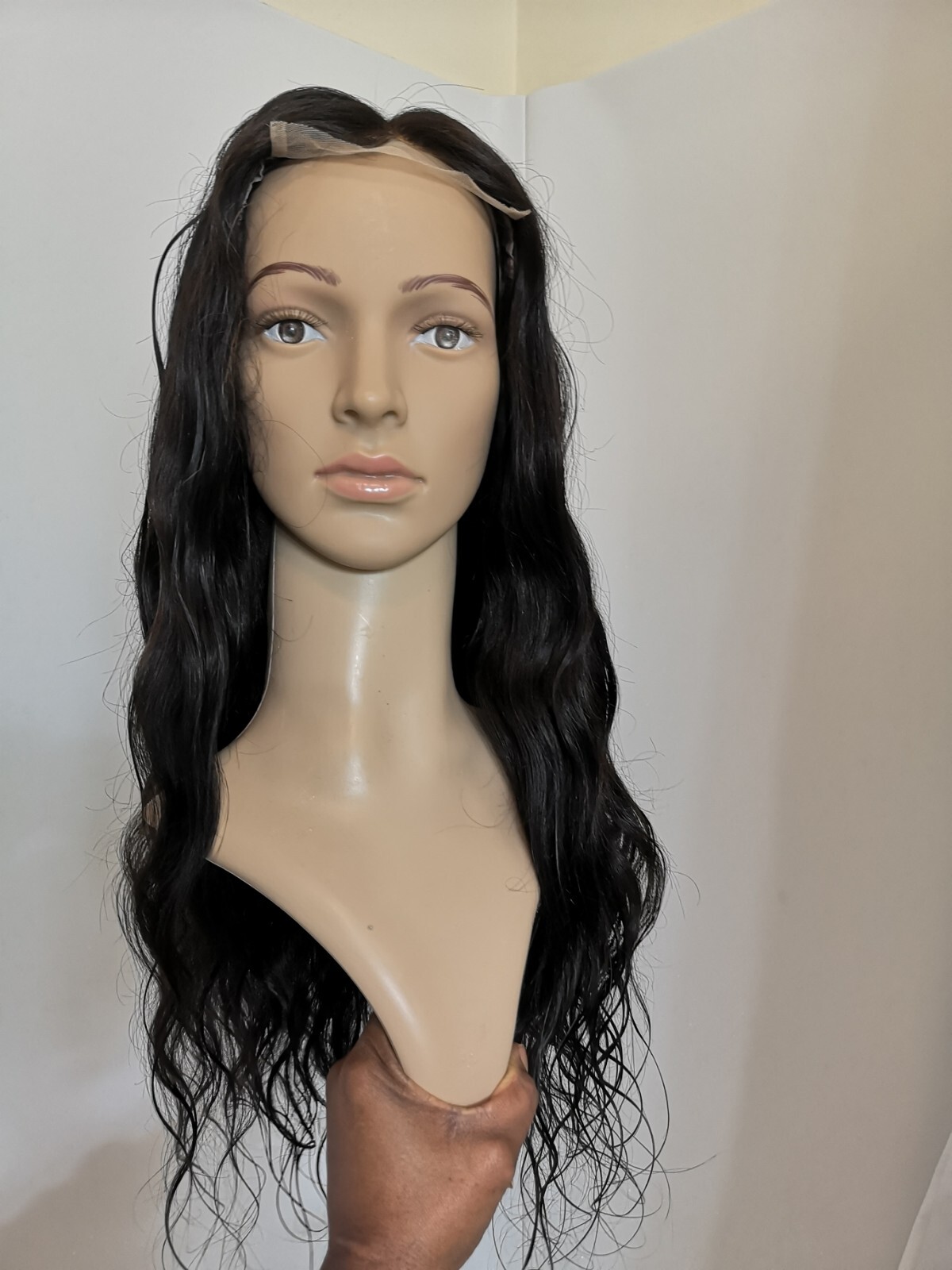 Custom High Quality Sexy 22”Human Hair 4×4 Swiss Front Lace Wig 1B