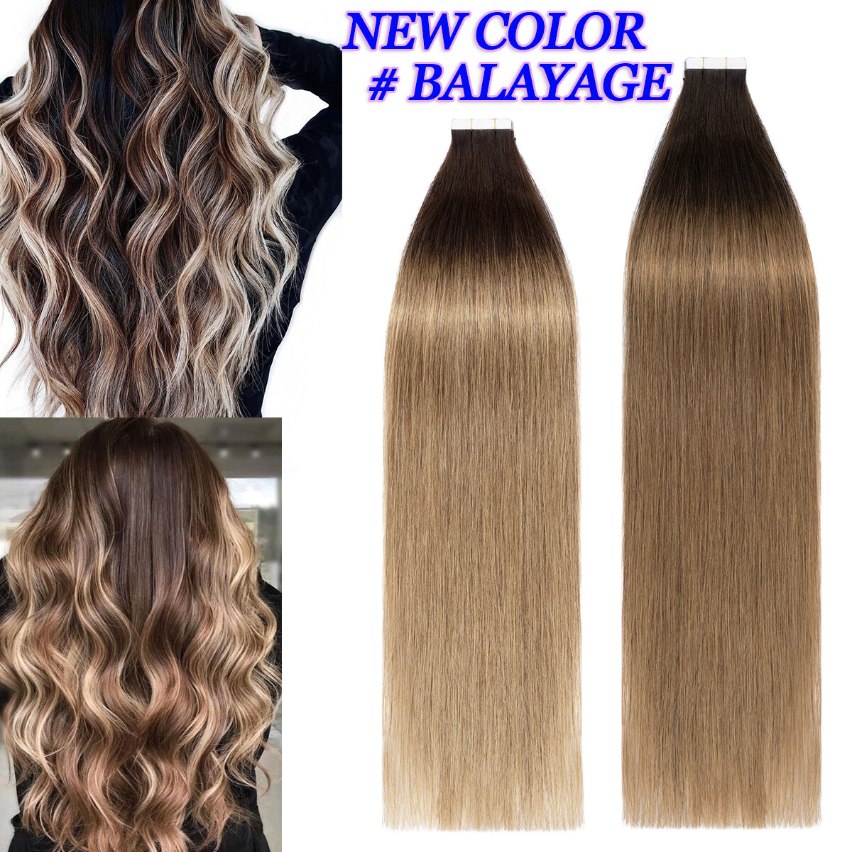 CLEARANCE 10-80PCS Tape In Remy Human Hair Extensions Skin Weft Thick Full Head