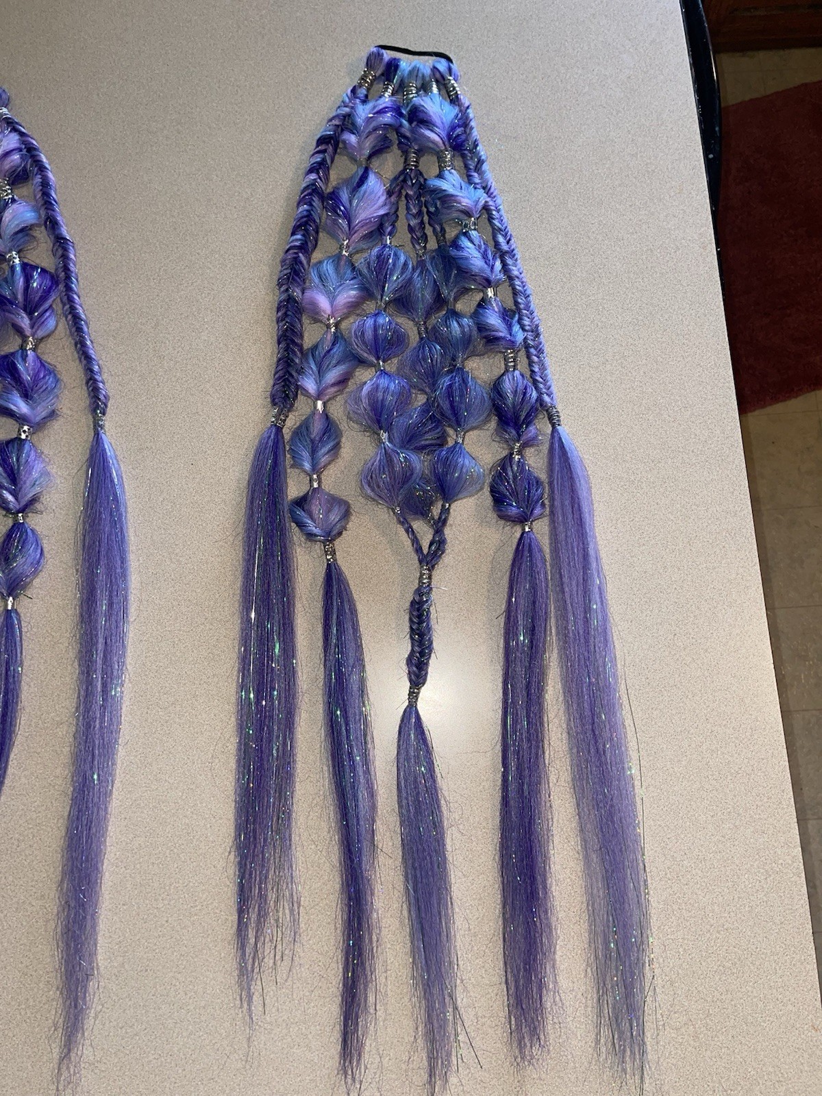✨💜Festival/Rave/Concert Pigtail Extensions – Handmade Purple & Blue Mix💙✨