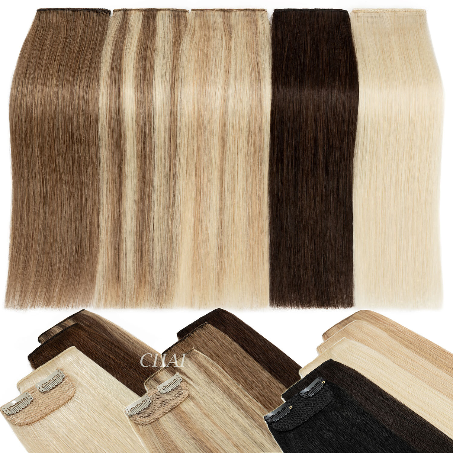 4″-12″ Short Hair Pad Clip In Real Remy Human Hair Extensions One Piece Blonde Q