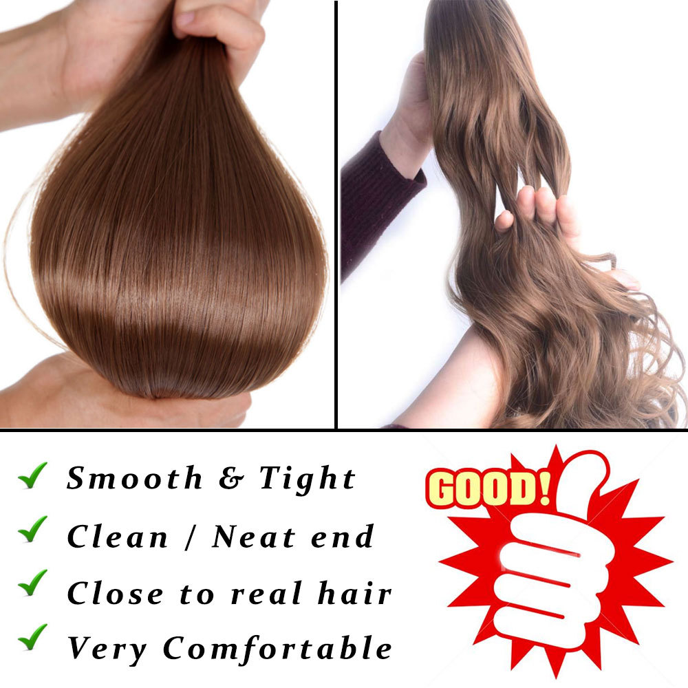 US Thick Clip In Hair Extensions Pony Tail Wrap Around Ponytail as human Curly H
