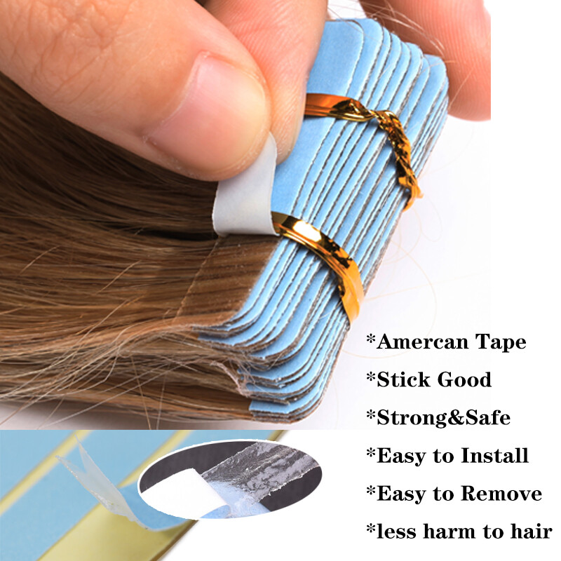 Full Head 12-24″ Tape-In Russian Remy Human Hair Extension balayage Straight USA