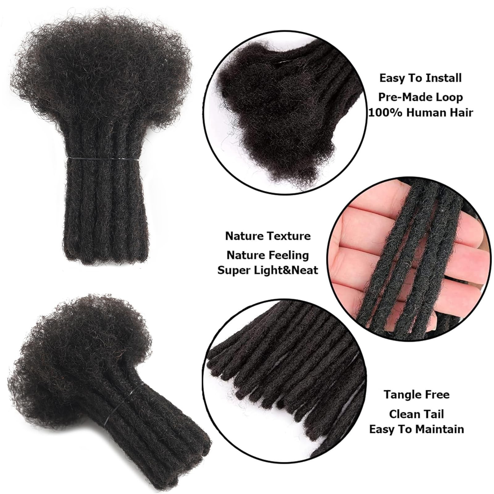 100% Real Human Hair Loc Extensions Full Handmade Permanent Locs For Women Me…