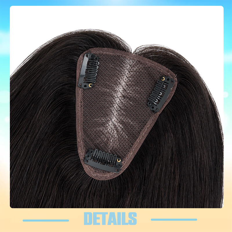 Free Part Full Lace Topper Hairpiece Clip in 100% Remy Human Hair Piece Toupee
