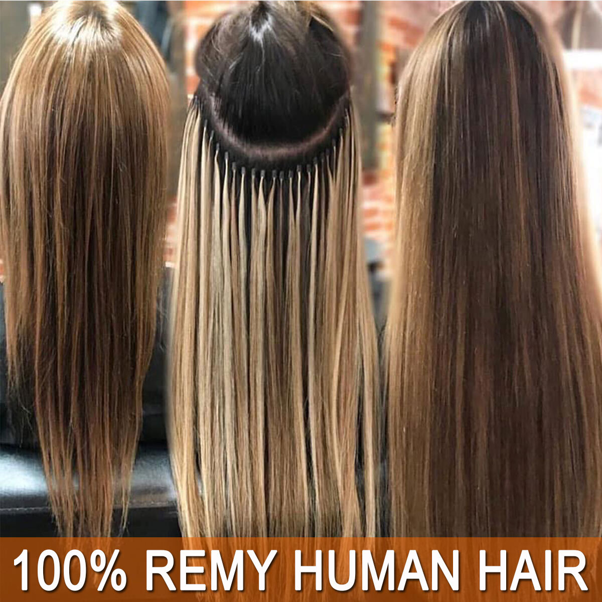 Russian Remy Nano Ring Tips Human Hair Extensions Thick 200S Full Head Highlight