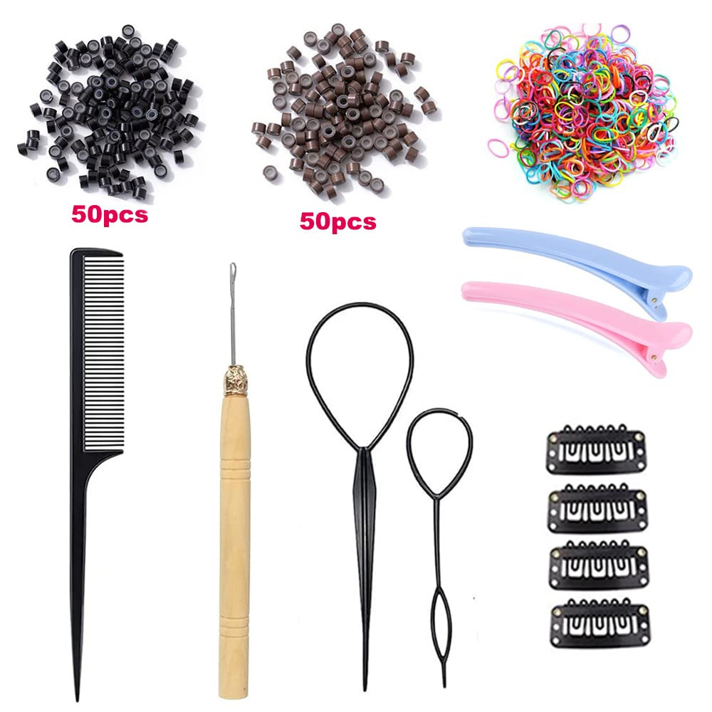 Hair Tinsel 16 Colors 3200 Strands Glitter Tinsel Hair Extensions Kit with Tools