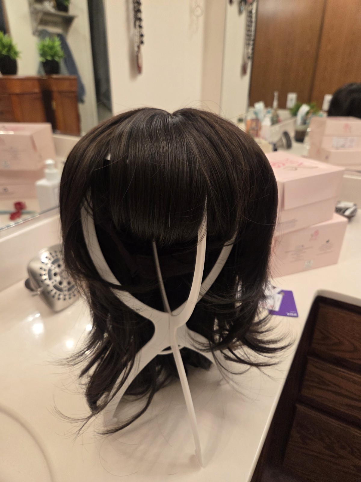 Dark Brown Straight Layered Wig 11-20 in Classic Cap Free-Part One Size