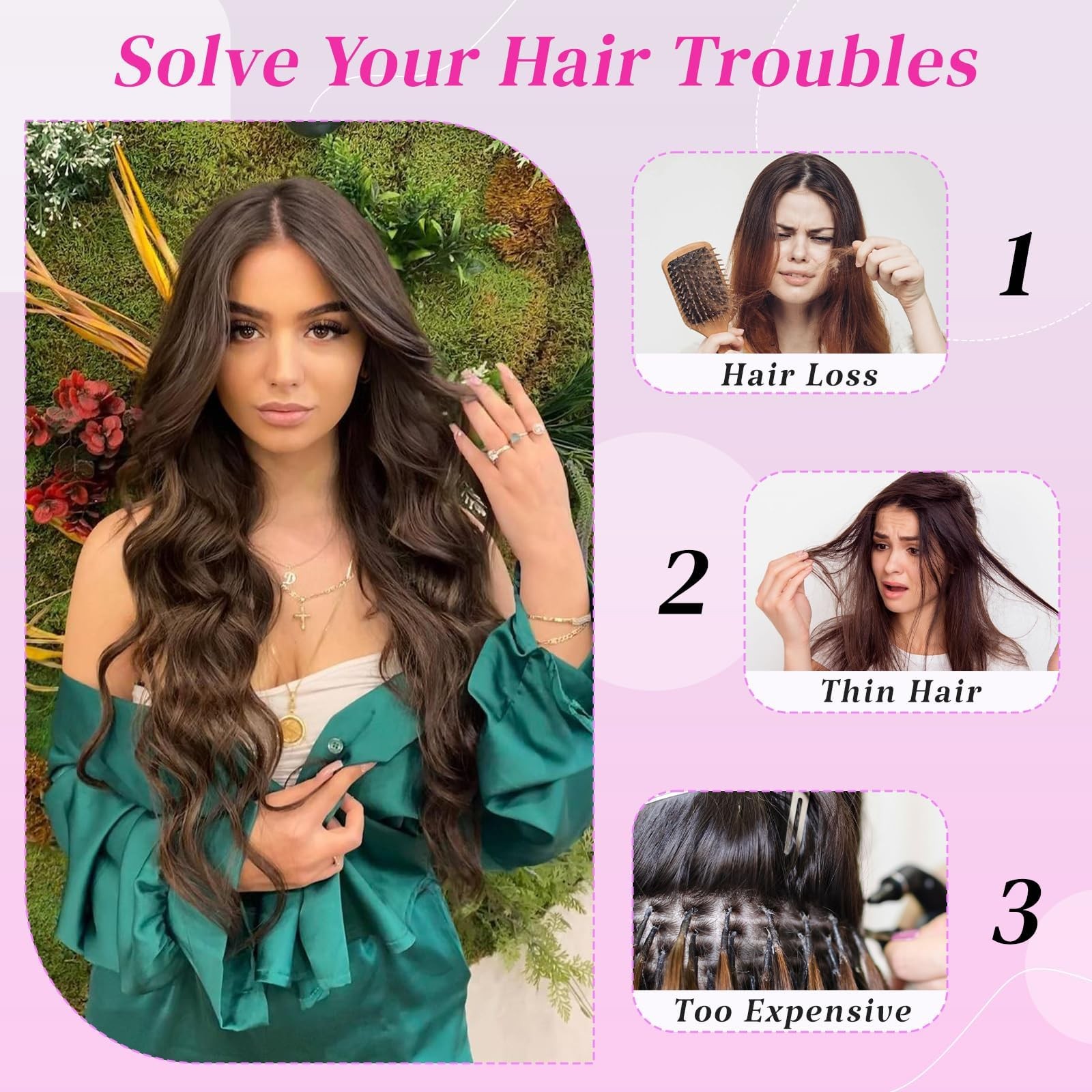 Dark Brown Clip in Hair Extensions 20 Inch Long Straight 4PCS Synthetic