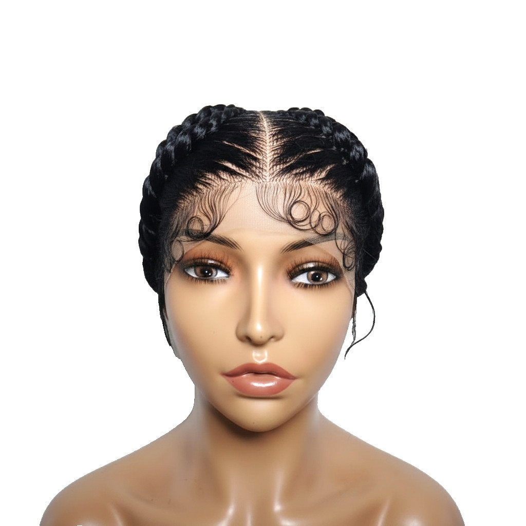Black Bun Wig. Brush Braided Wig. Full Lace with Baby Hair.