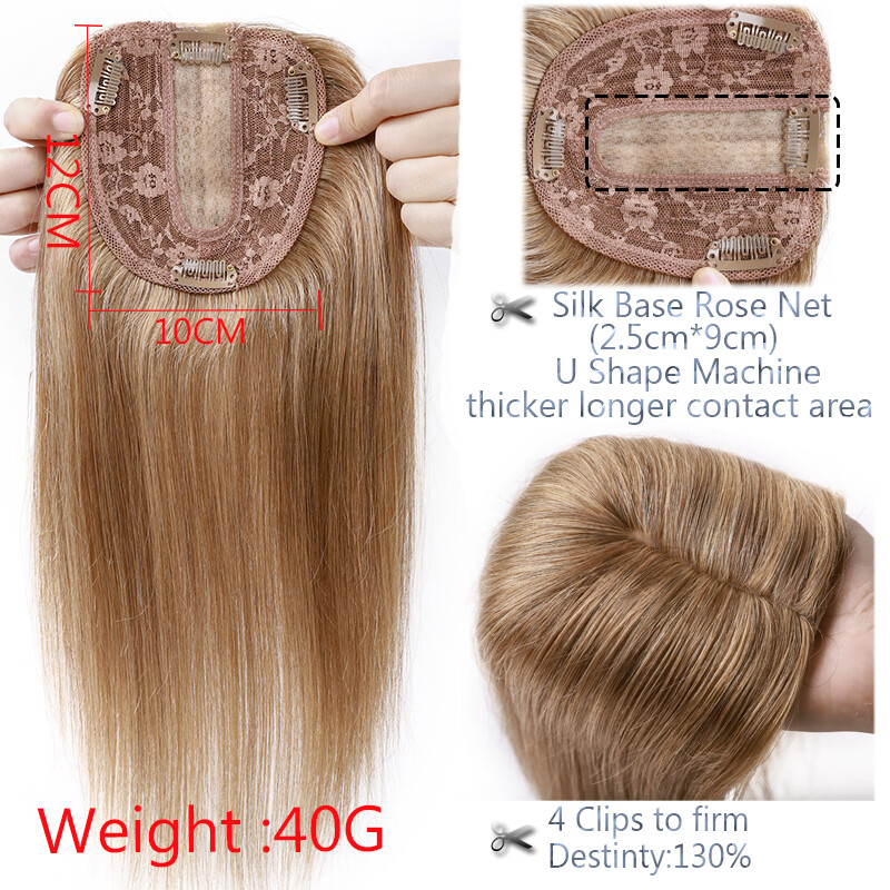 SALE Topper Hairpiece Clip In Remy Human Hair Toupee with Bangs Top Silk Base US
