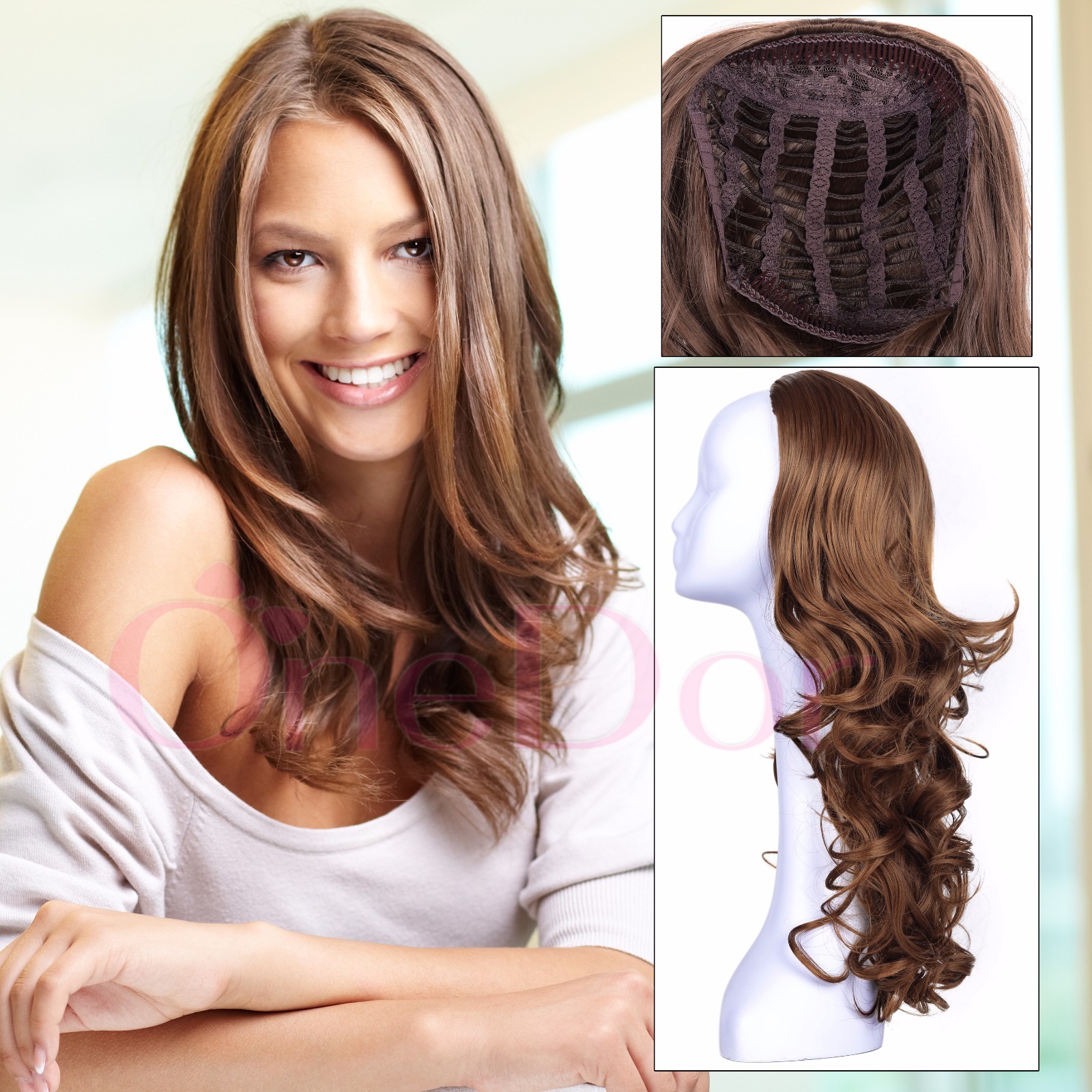 OneDor 23″ Curly 3/4 Head Lady Japanese Synthetic Kanekalon Hair Wig with Combs