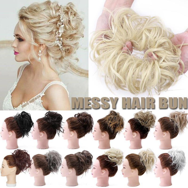 Large Tousled Messy Bun Hair Scrunchies Wrap On Pony Tail Hair Piece Extensions