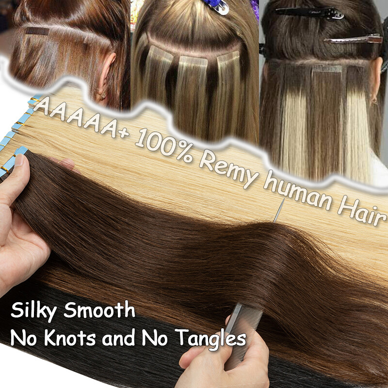 200g 80pcs Thick Skin Weft Tape In Remy Human Hair Extensions Full Head Blonde