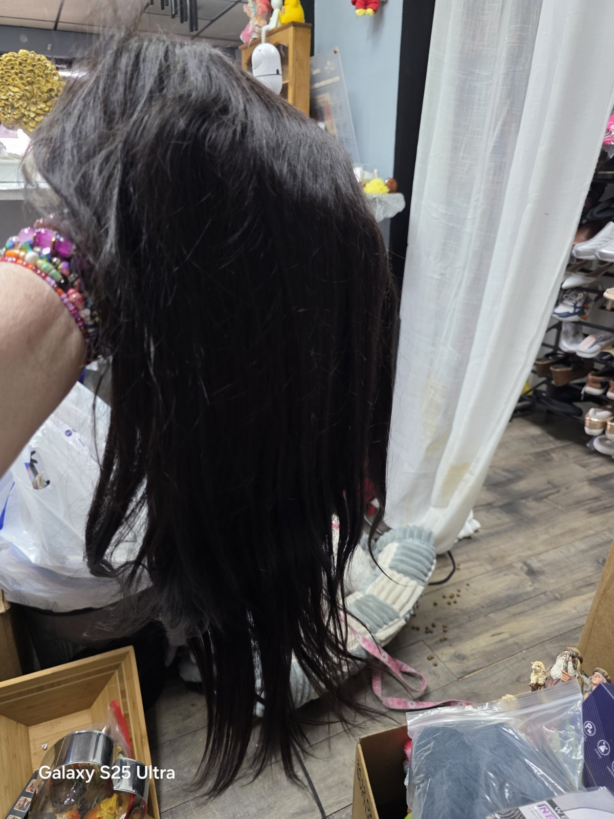Mookuy Dark Brown Straight Lace Front Wig 21-30in Clip-In Free-Part Synthetic