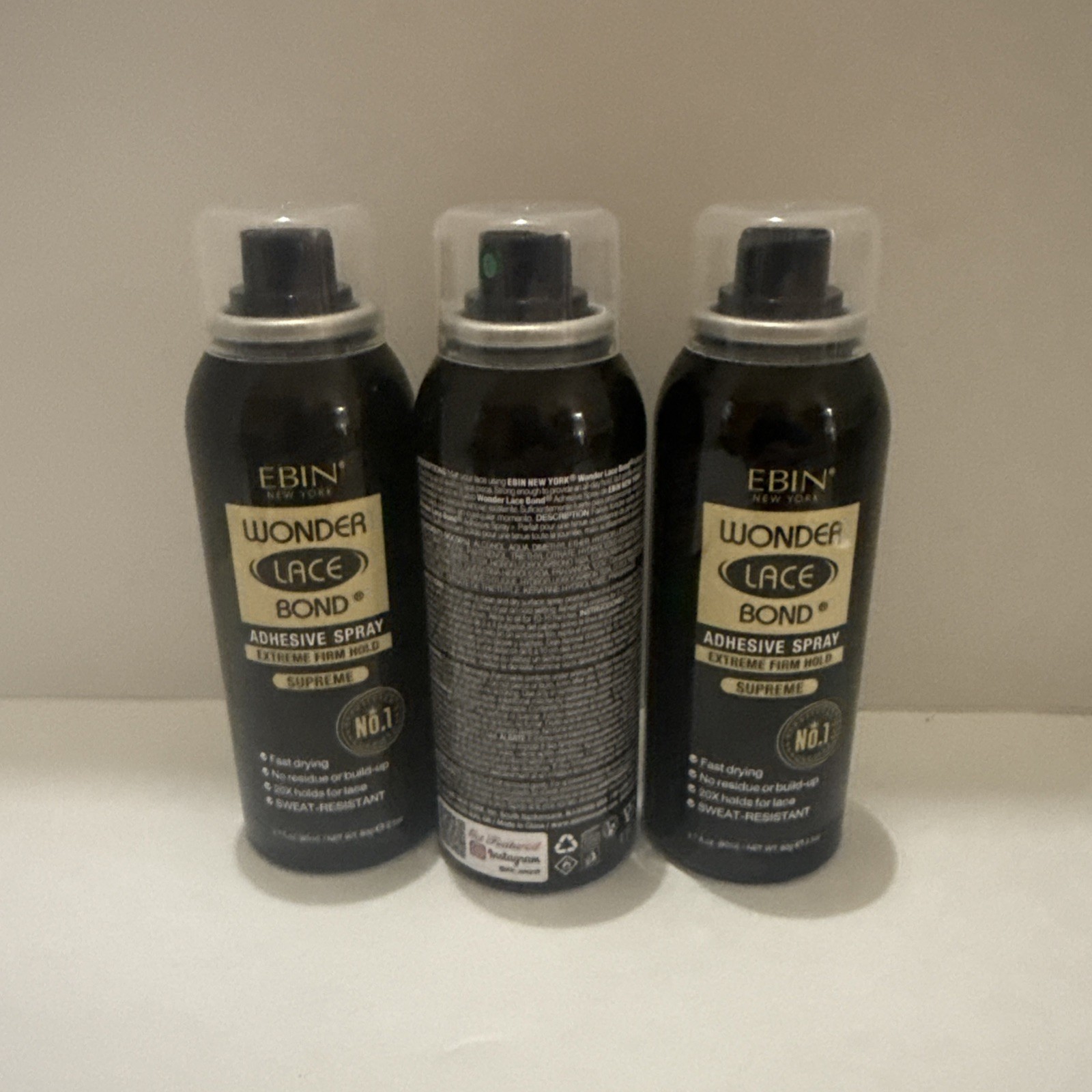 3 Pack EBIN Wonder Lace Bond Spray Adhesive Supreme 2.1 oz Strong Hold, Sweat