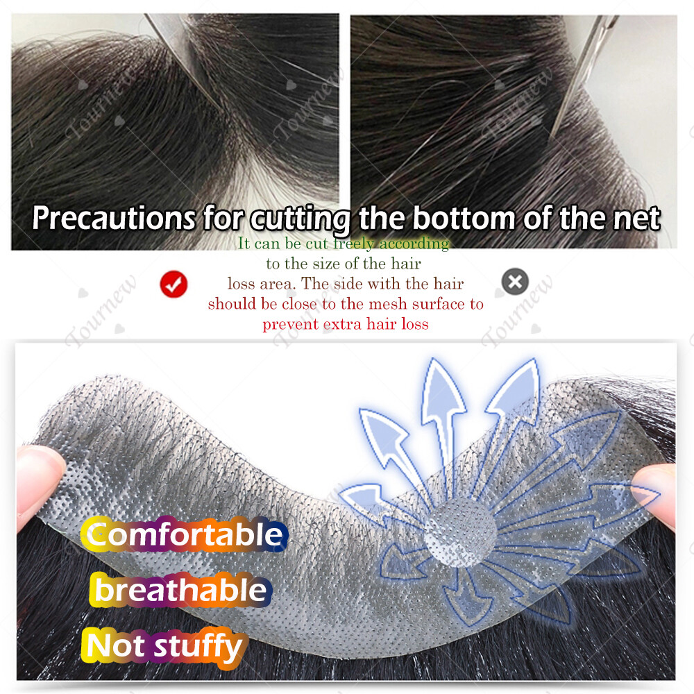 Full PU Thin Remy Human Hair Extensions Man’s Top Piece Toupee Hairpiece 8″x10″
