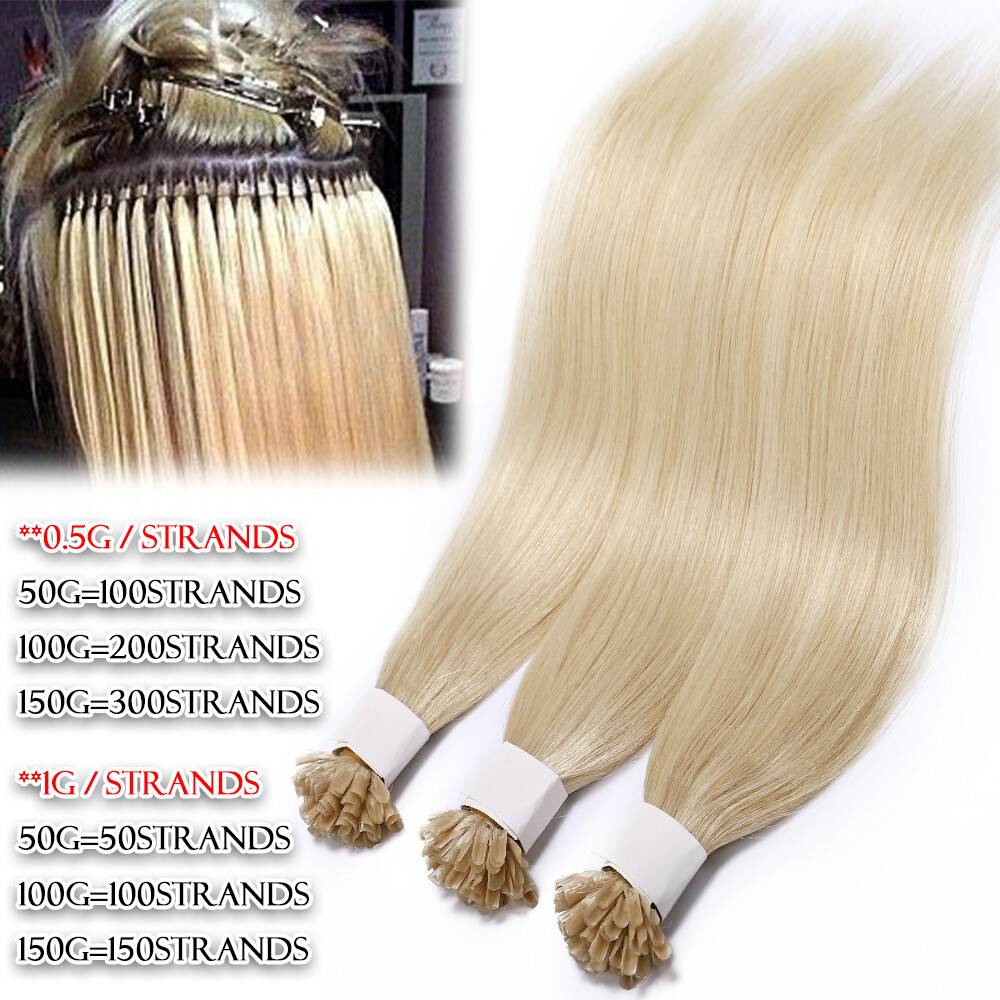 Nail U Tip THICK Keratin Real Remy Human Hair Extension 16-24 Thick Russian Glue
