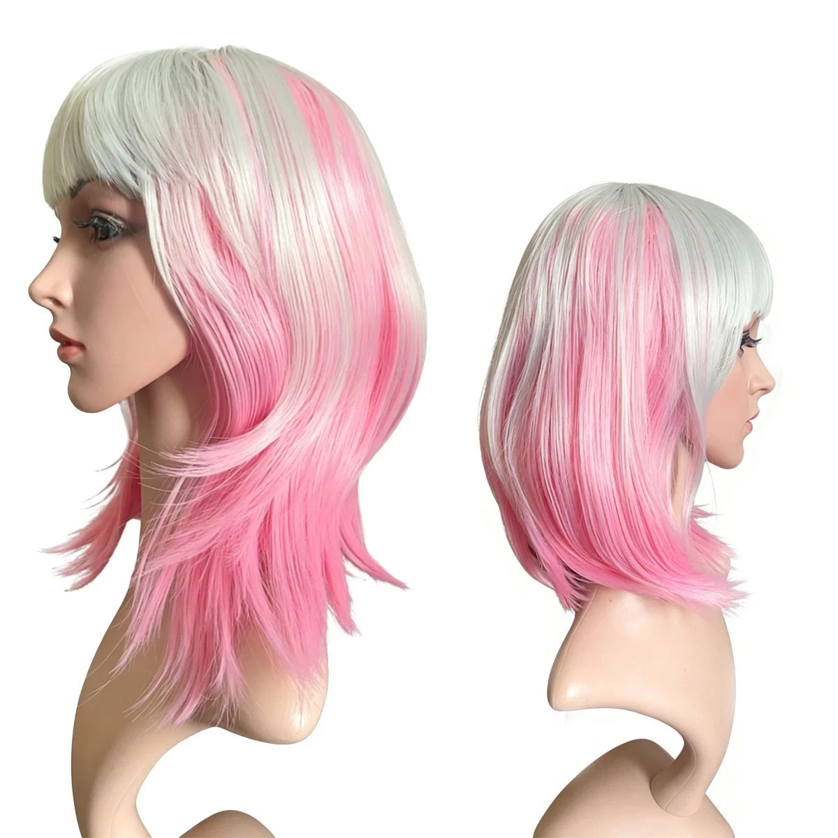 Short BOB Wig Gray Ombre Pink Wig Heat Resistant Synthteic Cosplay Hair wig