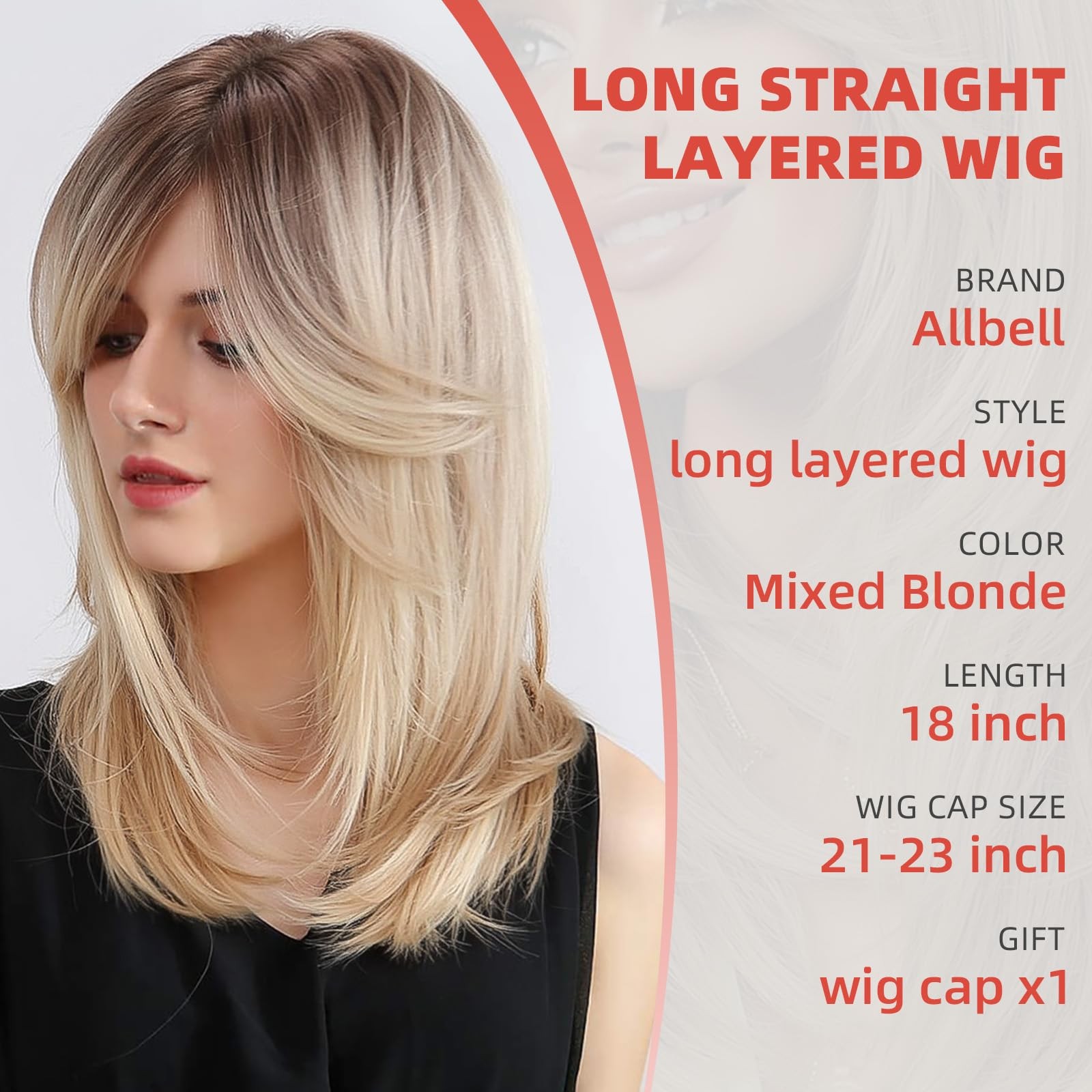 Mixed Blonde Wig with Curtain Bangs Medium Length Layered Hair Wig for Women …
