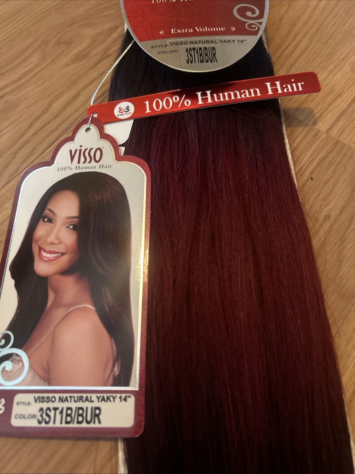100% Human Hair Extensions. 14” Inch. Color #3ST1B/BUR. 1pack For $35