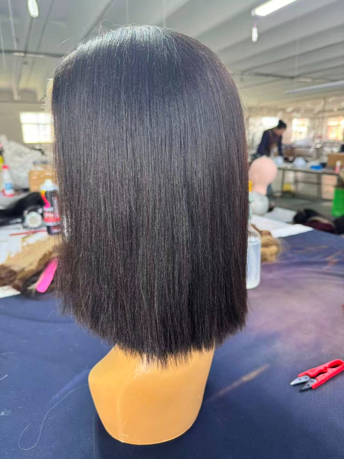 6*9 12in 180% yaki straight hd wig Bleached Knots 4c hairline 100% Human Hair