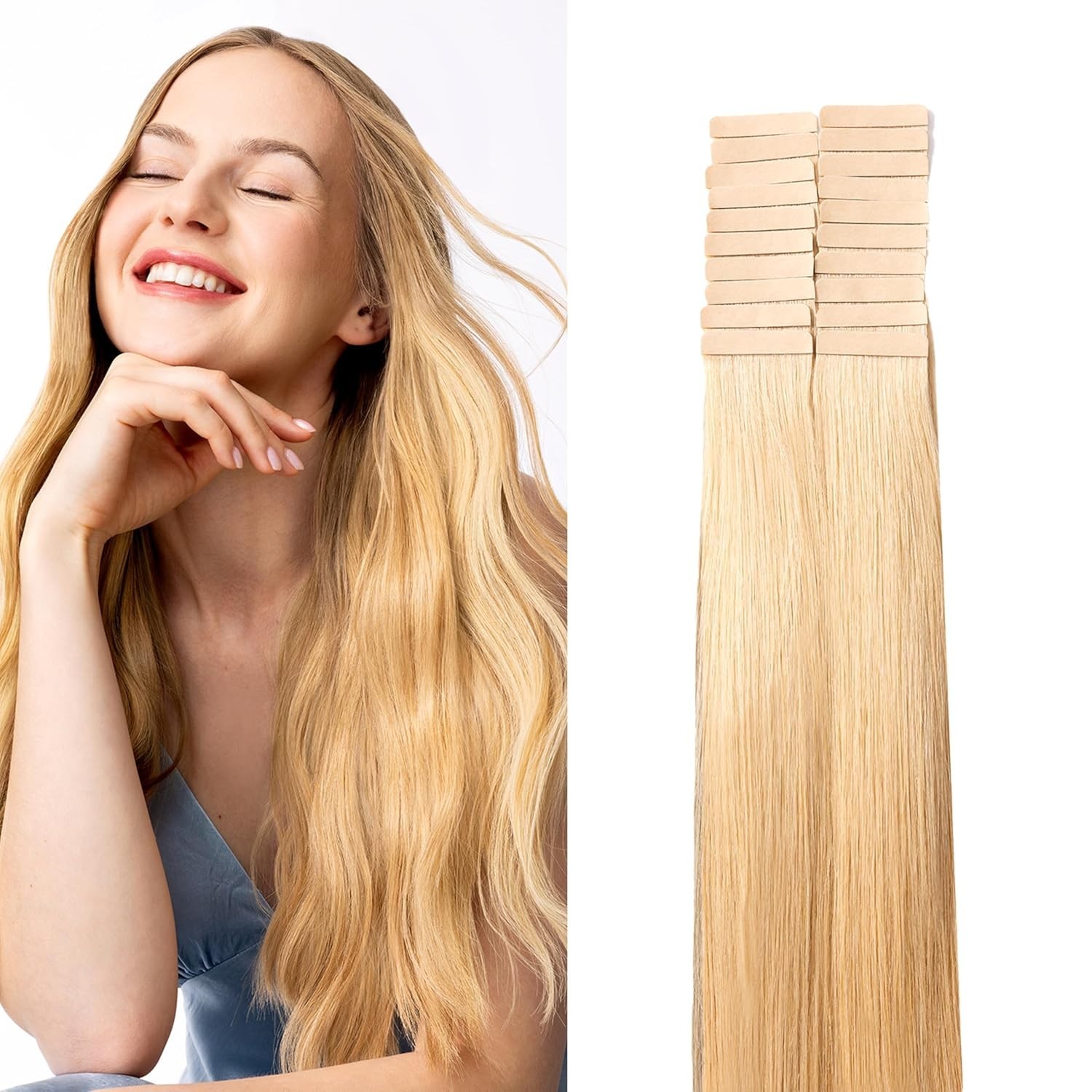 Luxy Tape-In Extensions – 30″ Buttercream Blonde – 100% Virgin Human Hair (50g)