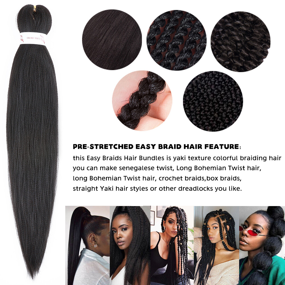 5 packs Yaki Straight Pre-stretched Braiding Box Braids Twist Hair Extensions D8