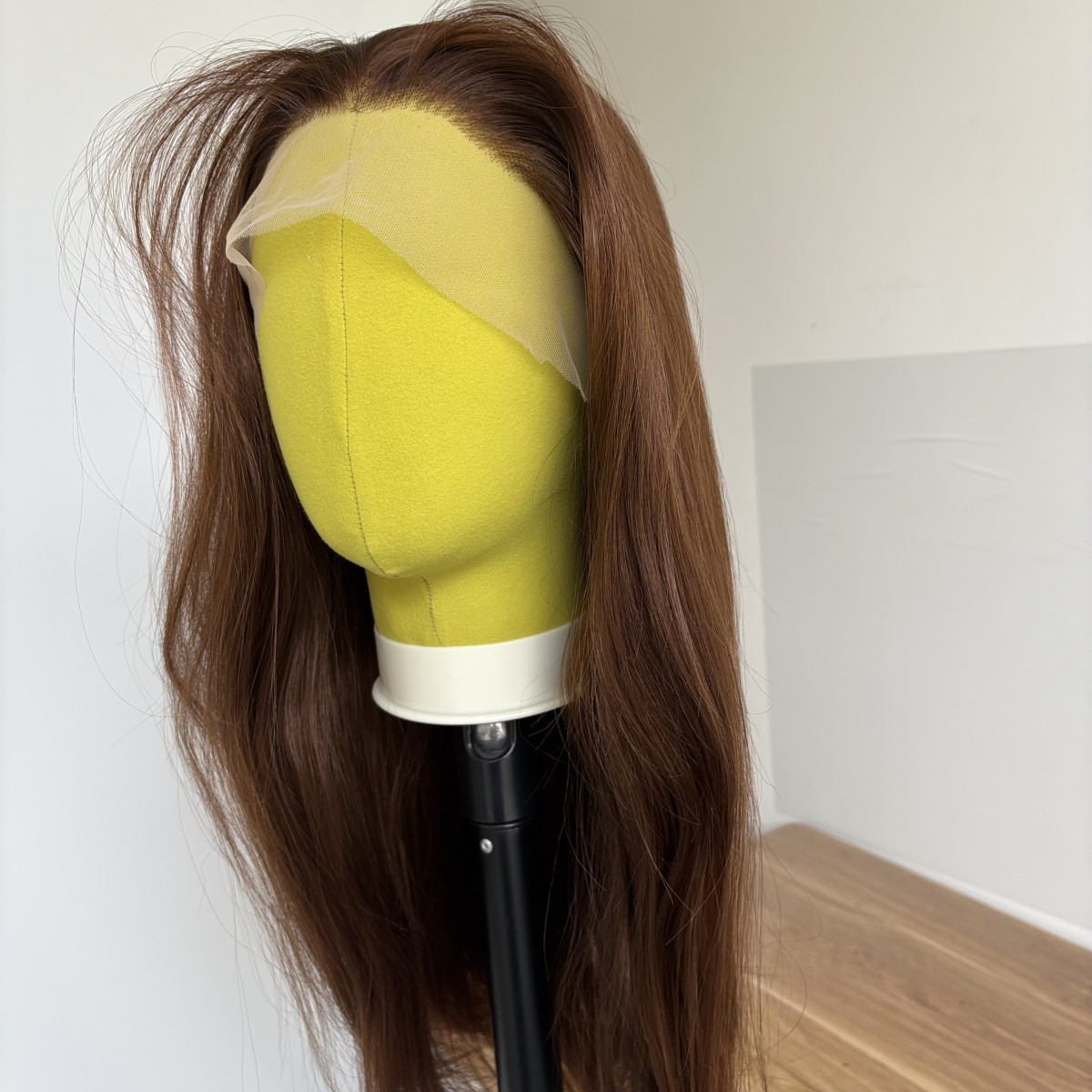 Heat Resistant Synthetic Hair Choc Brown Long Straight Frontal Lace Wig